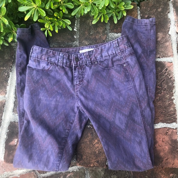 Free People Denim - free people purple print skinny jeans sz 25